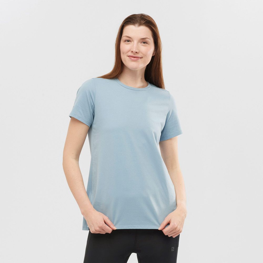 Salomon Israel OUTLIFE LAYERING W - Womens T shirts - Ashley Blue (ZWYI-16038)